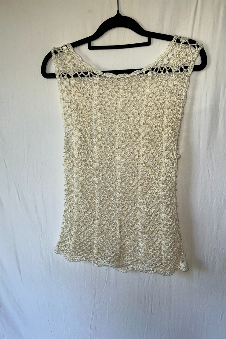 SAMPLE - IVORY CROTCHET TANK - SIZE M