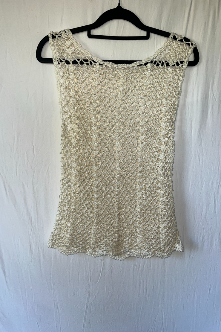 SAMPLE - IVORY CROTCHET TANK - SIZE M